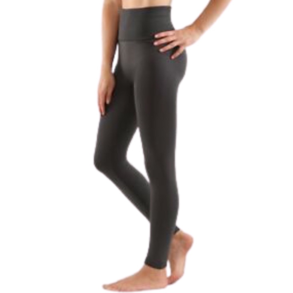 High Waist Wide Band Fleece Lined Grey Leggings